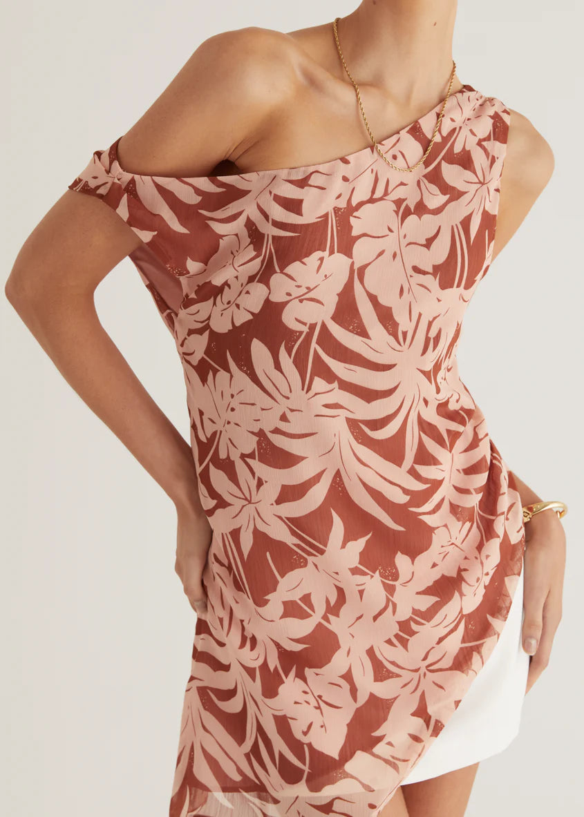 Cartez Off Shoulder Top - Bronze Palm