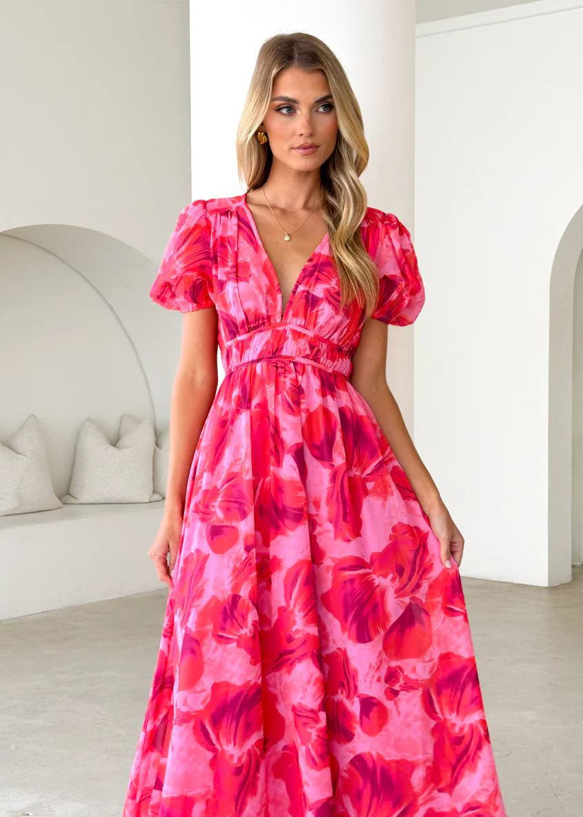 Wynne Maxi Dress - Magenta Floral