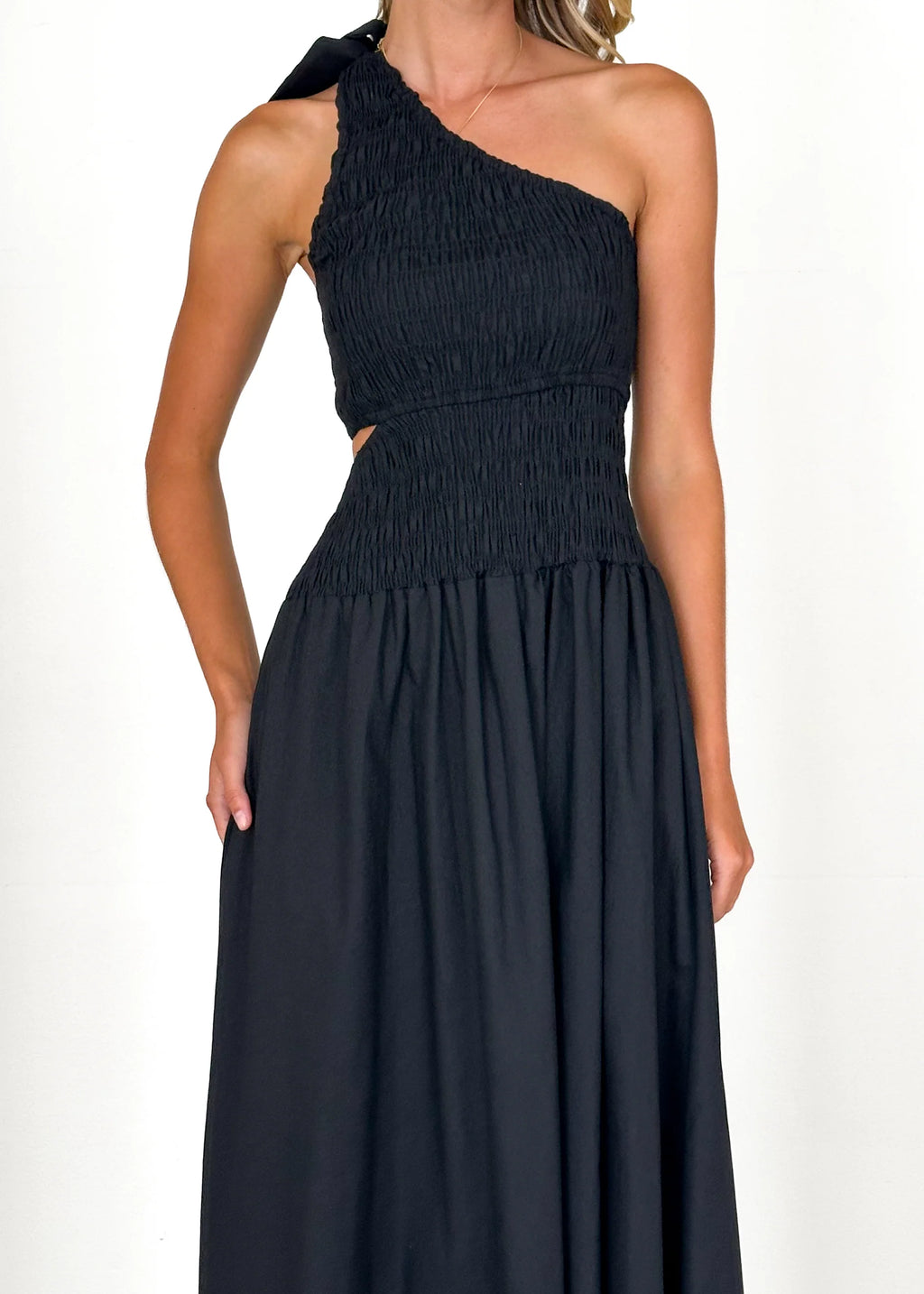 Villa One Shoulder Maxi Dress - Black