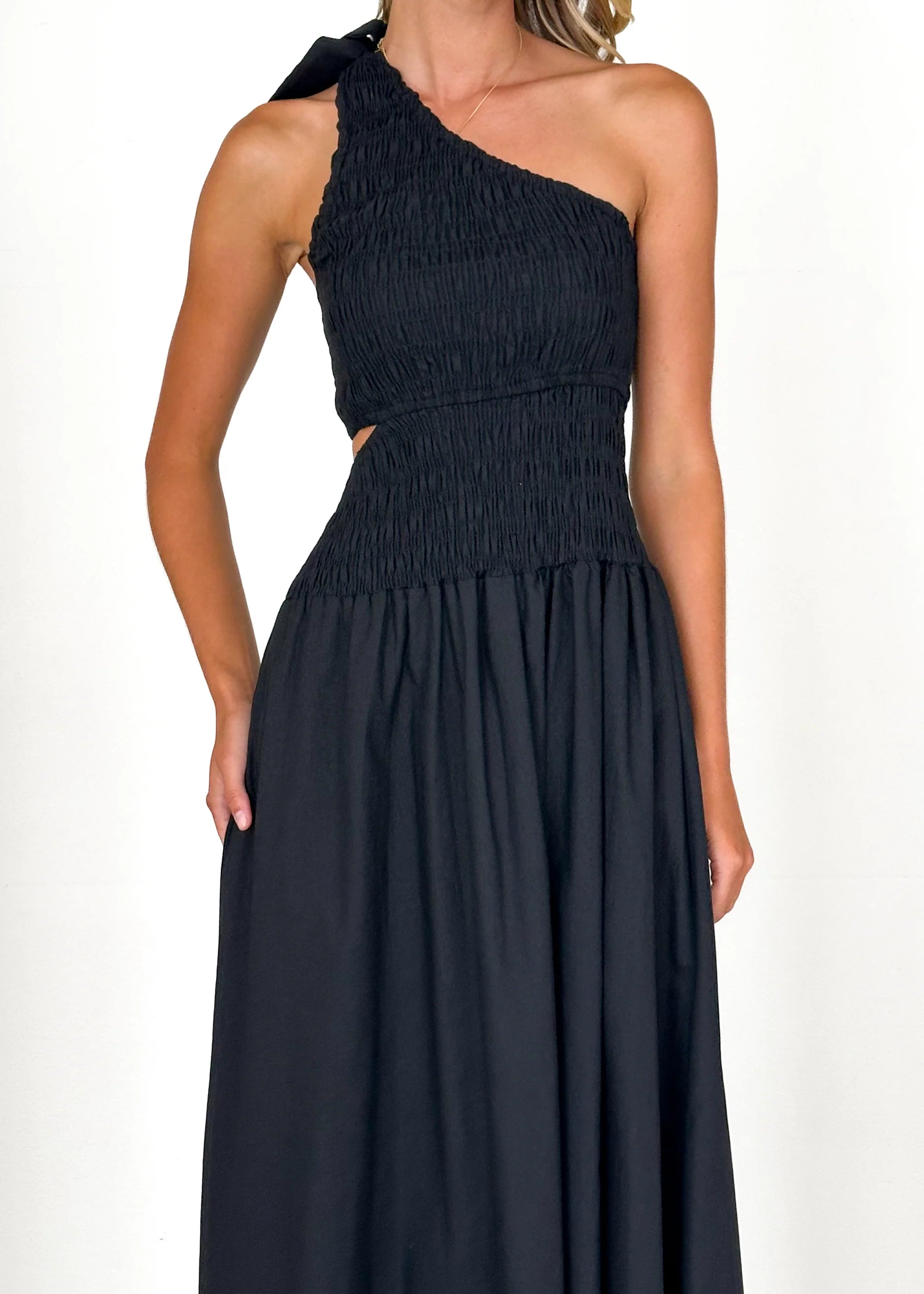 Villa One Shoulder Maxi Dress - Black