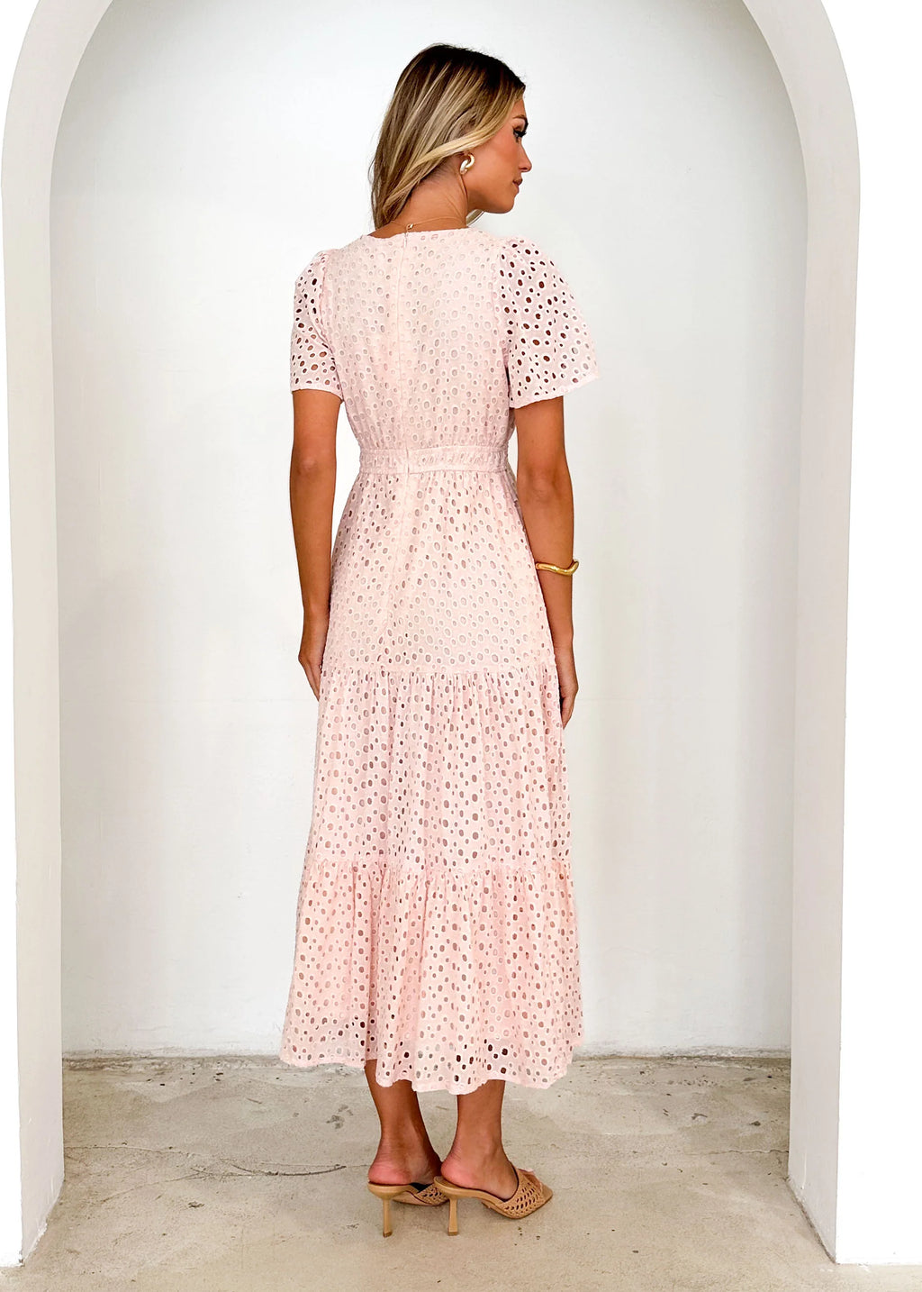 Pia Maxi Dress - Baby Pink Anglaise