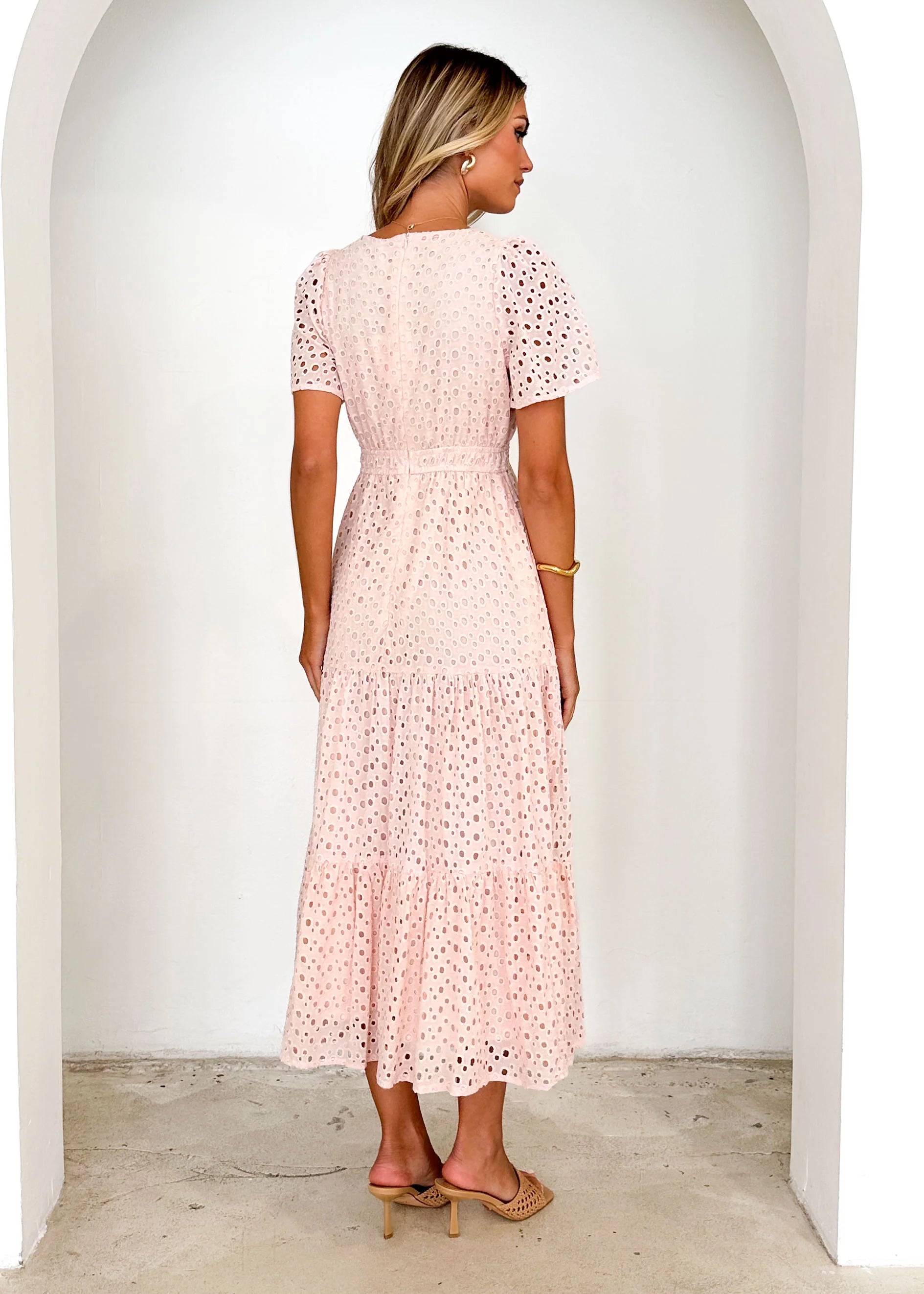 Pia Maxi Dress - Baby Pink Anglaise