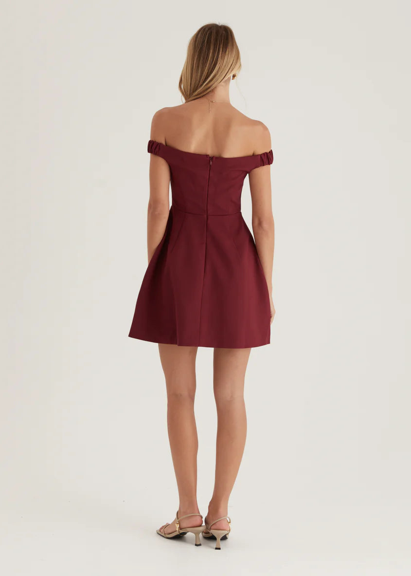 Lexa Off Shoulder Dress - Cherry