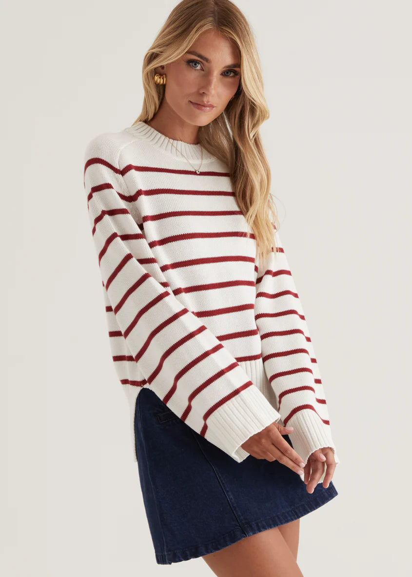 Eva Sweater - Wine Stripe