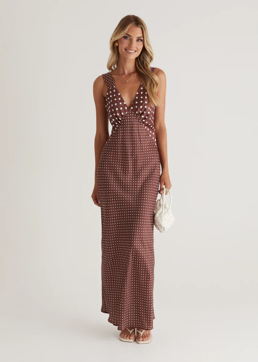 Taleena Maxi Dress - Chocolate Spot