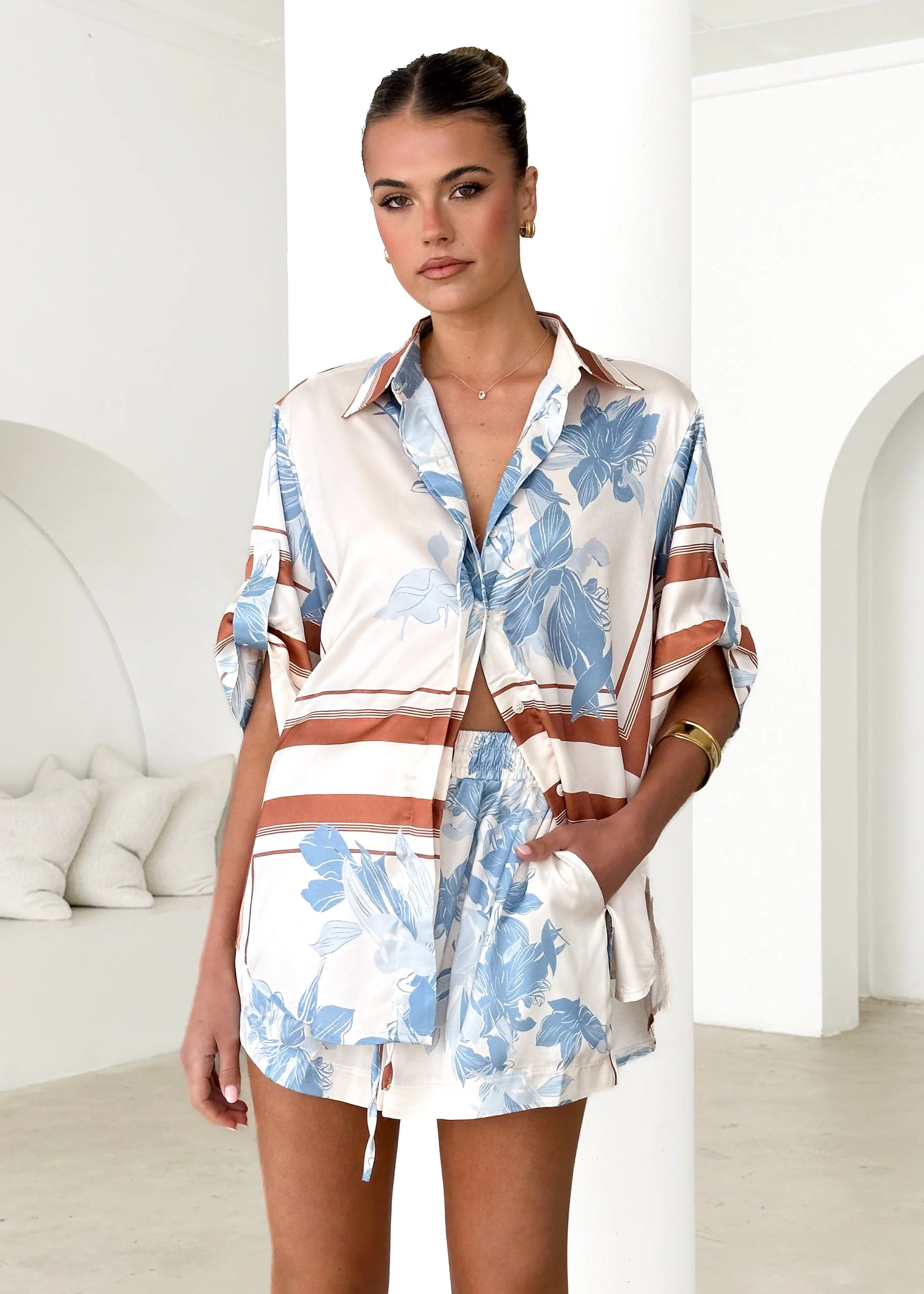 Kaycie Shirt - Blue Flowers