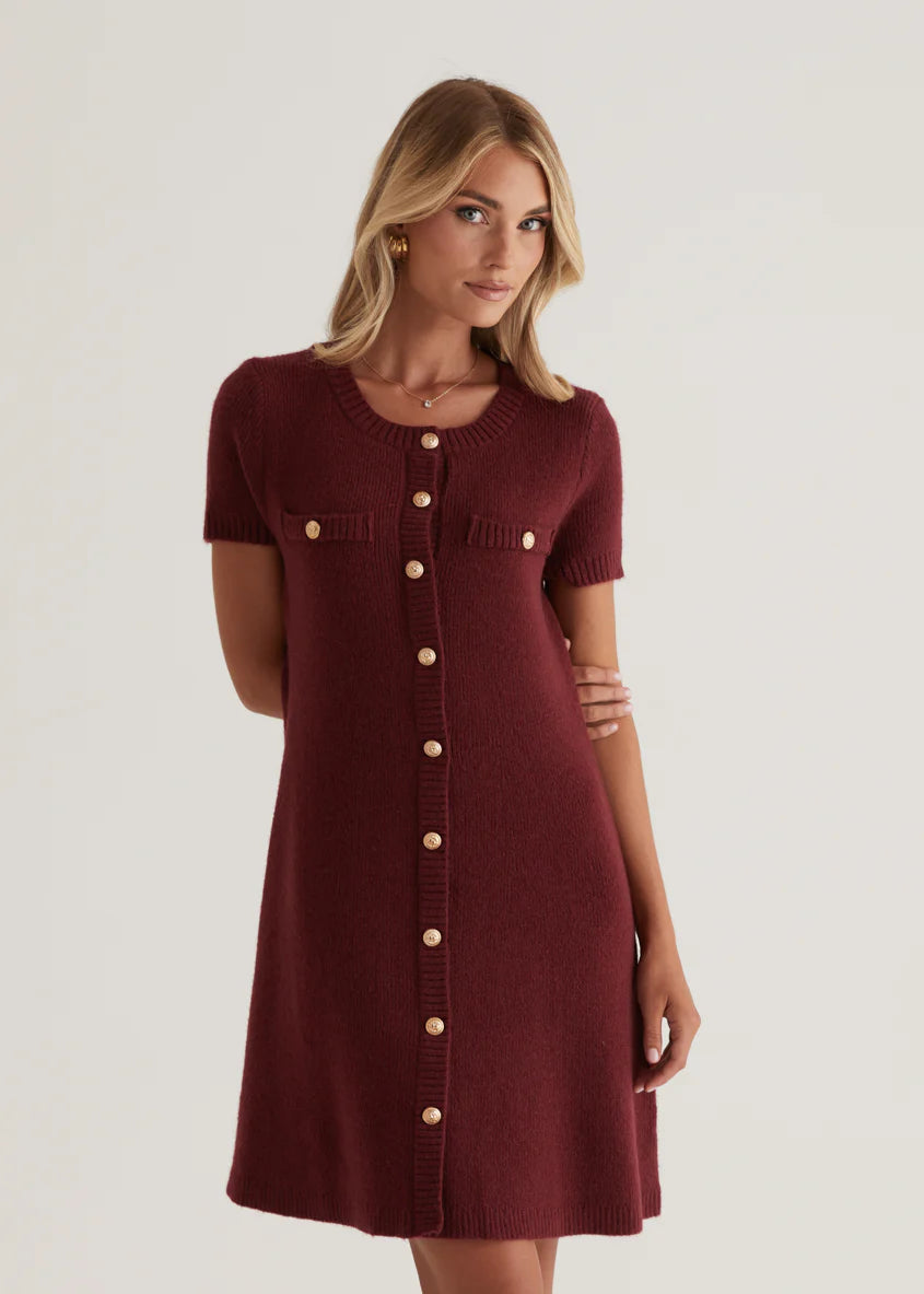 Savannah Knit Dress - Wine