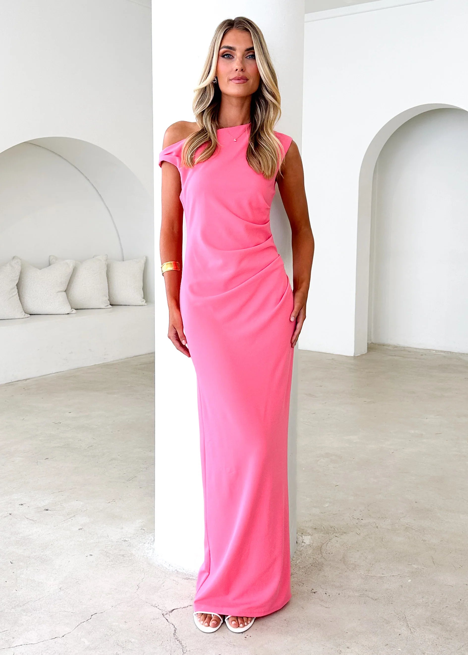 Carmella One Shoulder Maxi Dress - Pink