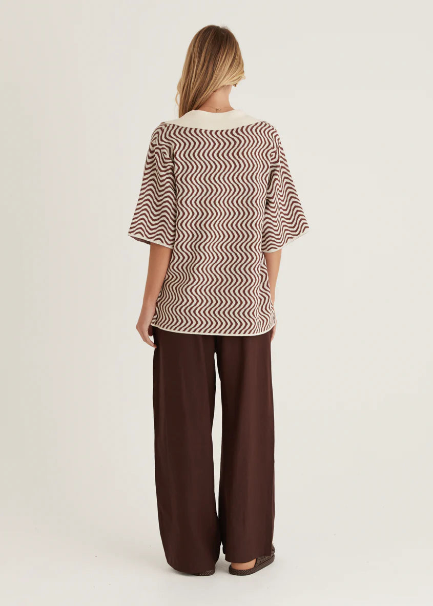 Charley Knit Top - Brown Swirl