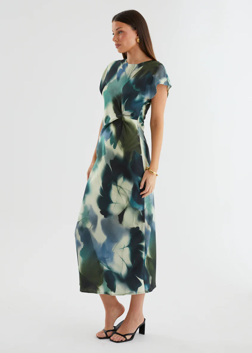 Odesza Maxi Dress - Olive Abstract