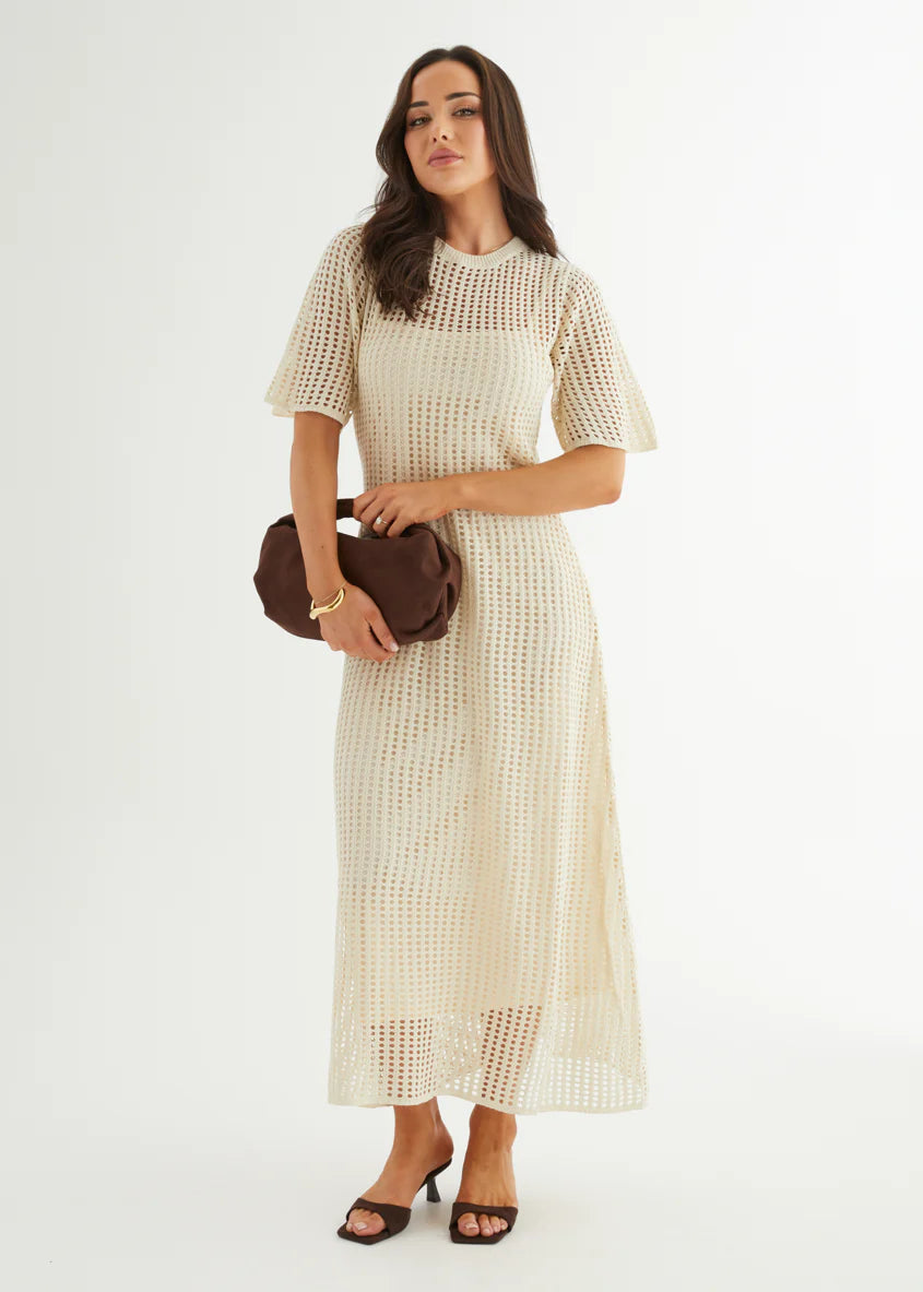 Vivvy Crochet Maxi Dress - Cream