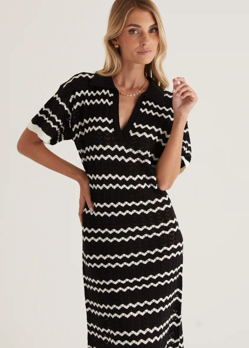Zandrea Knit Maxi Dress - Black Stripe