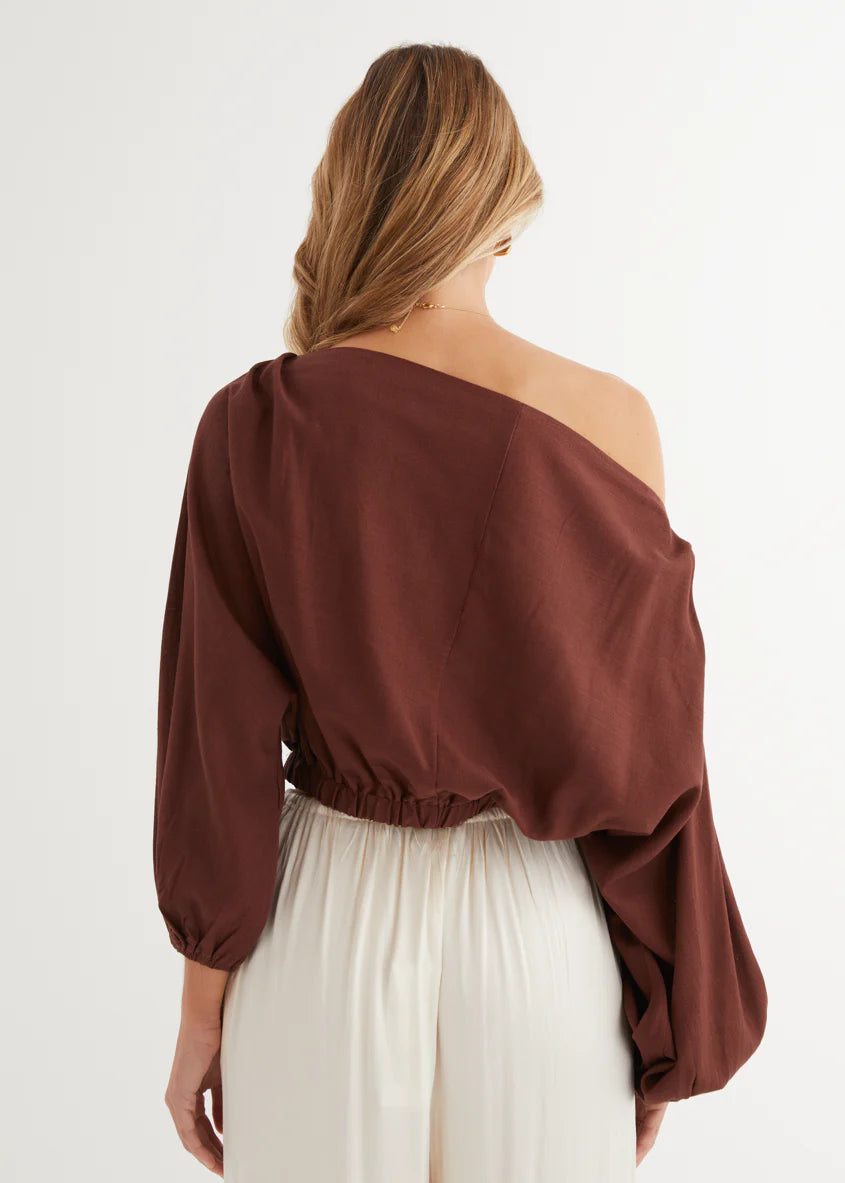 Marlowe Drop Shoulder Top - Chocolate