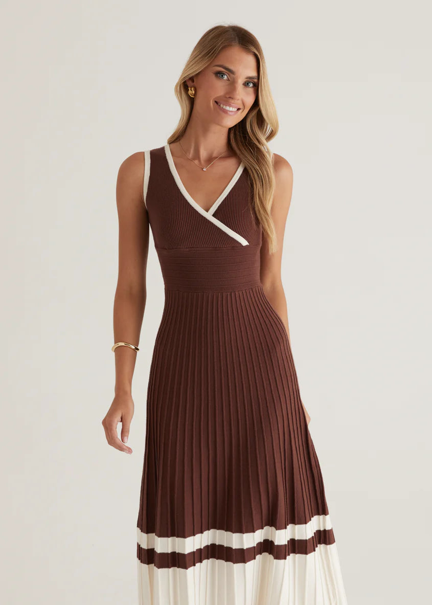 Radiate Knit Midi Dress - Chocolate