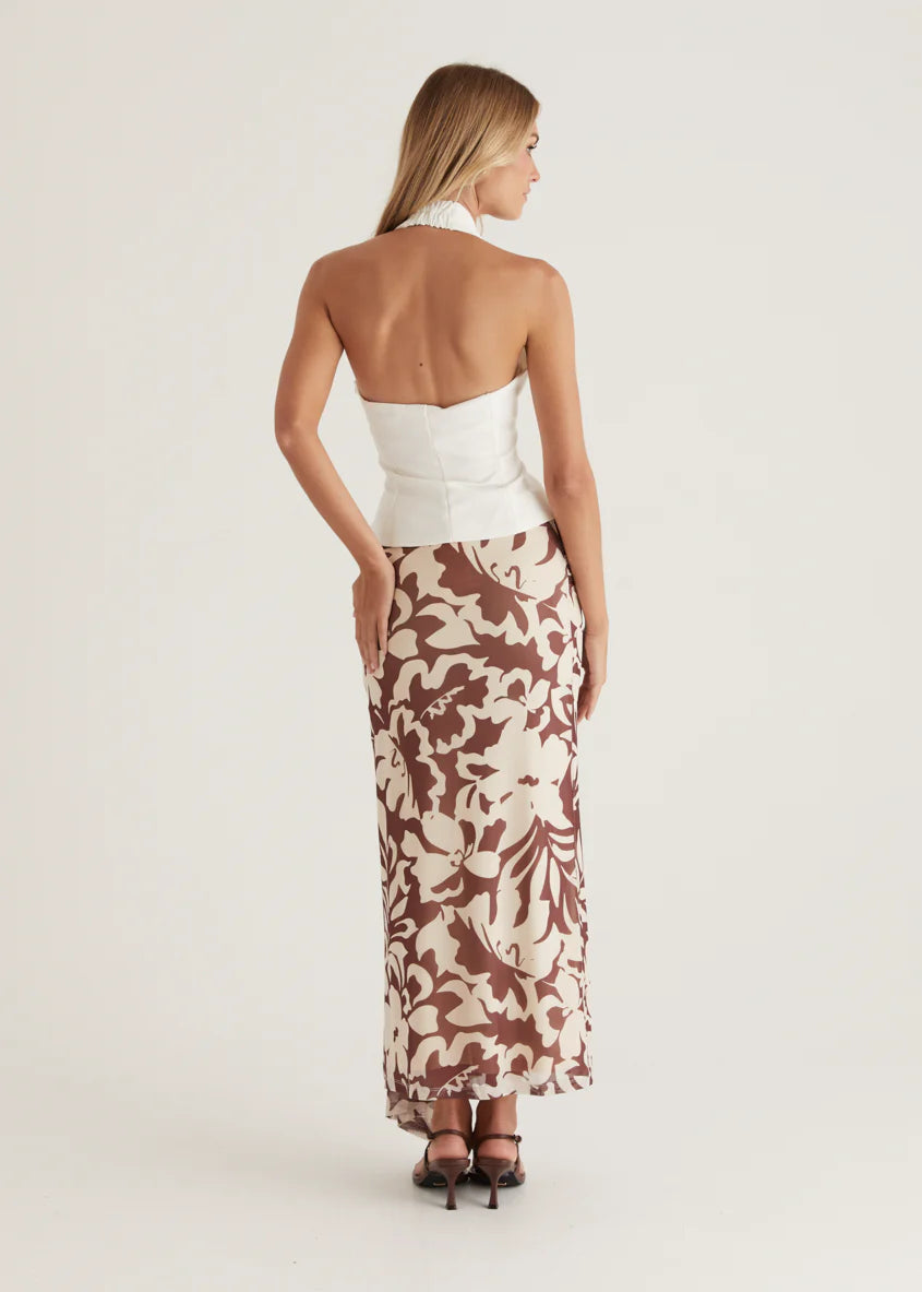 Eyso Mesh Maxi Skirt - Choc Flowers