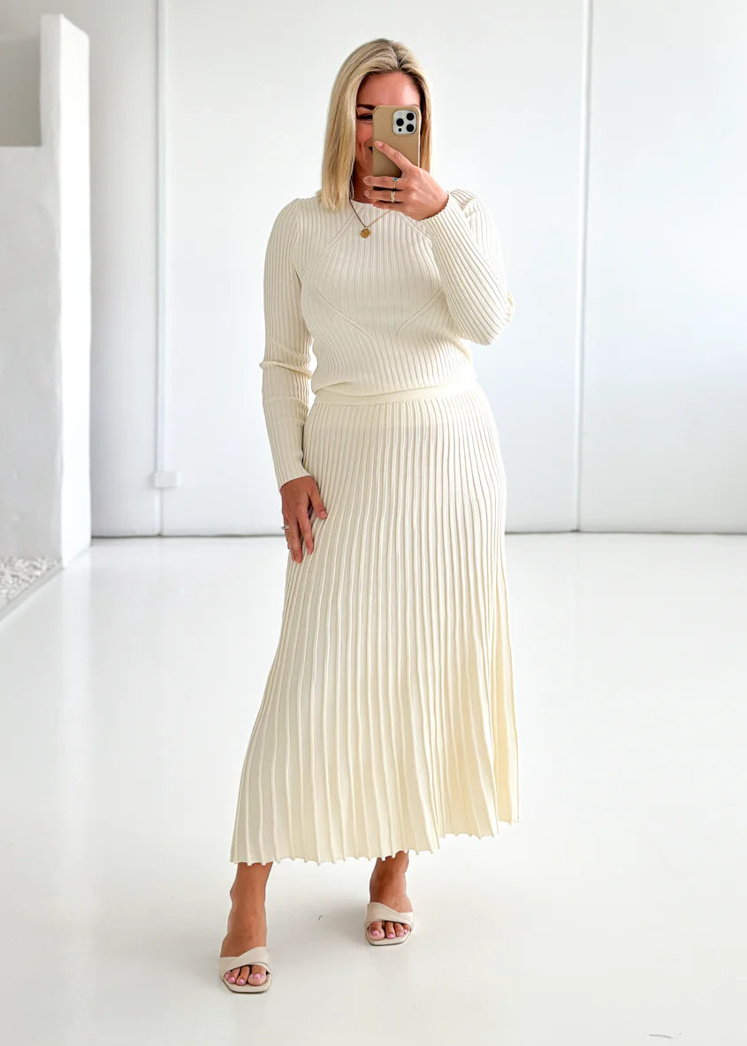 Skylee Knit Top - Cream