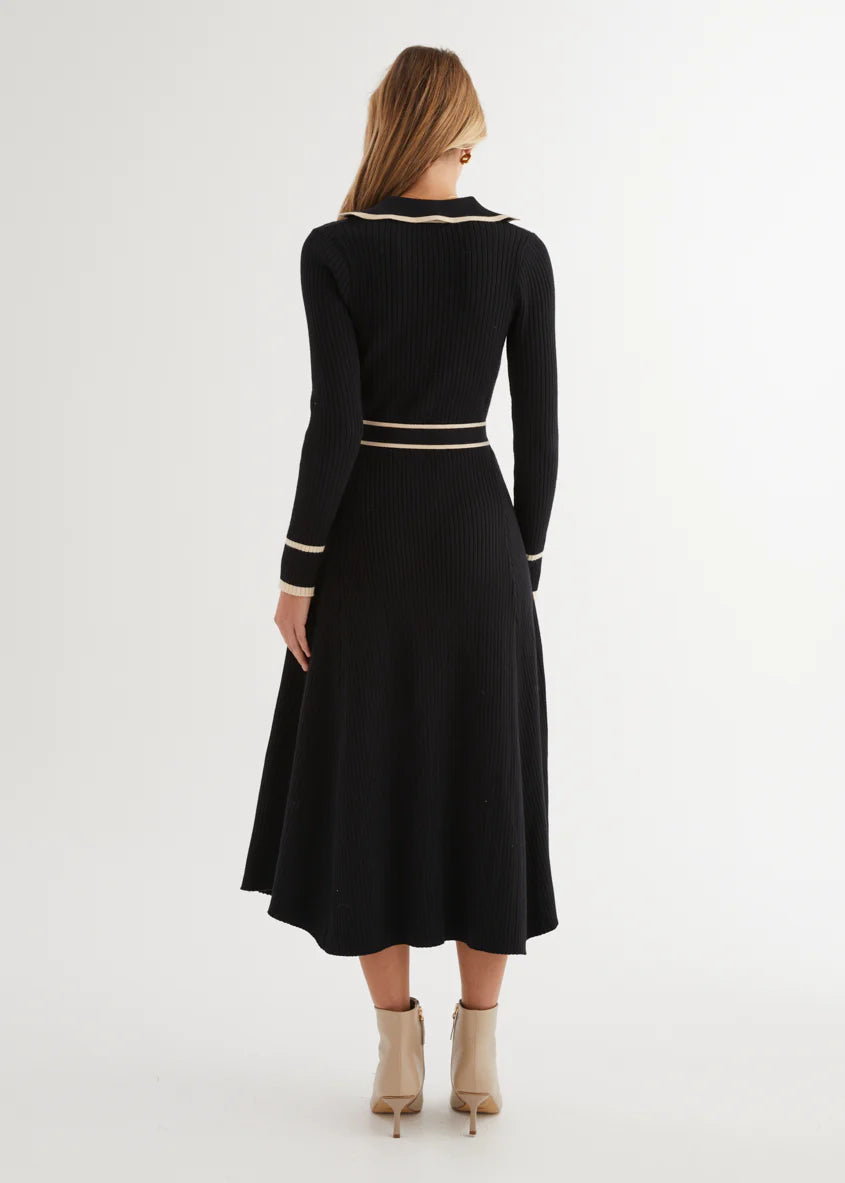 Adah Knit Midi Dress - Black