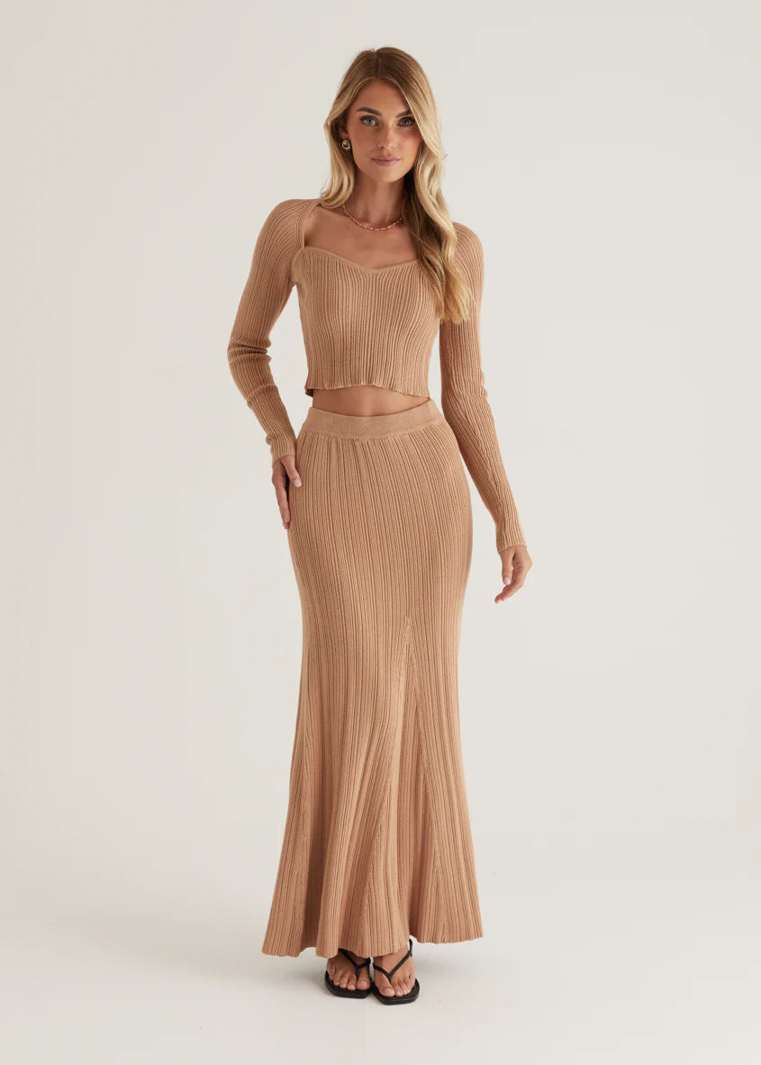 Enota Knit Maxi Skirt - Camel