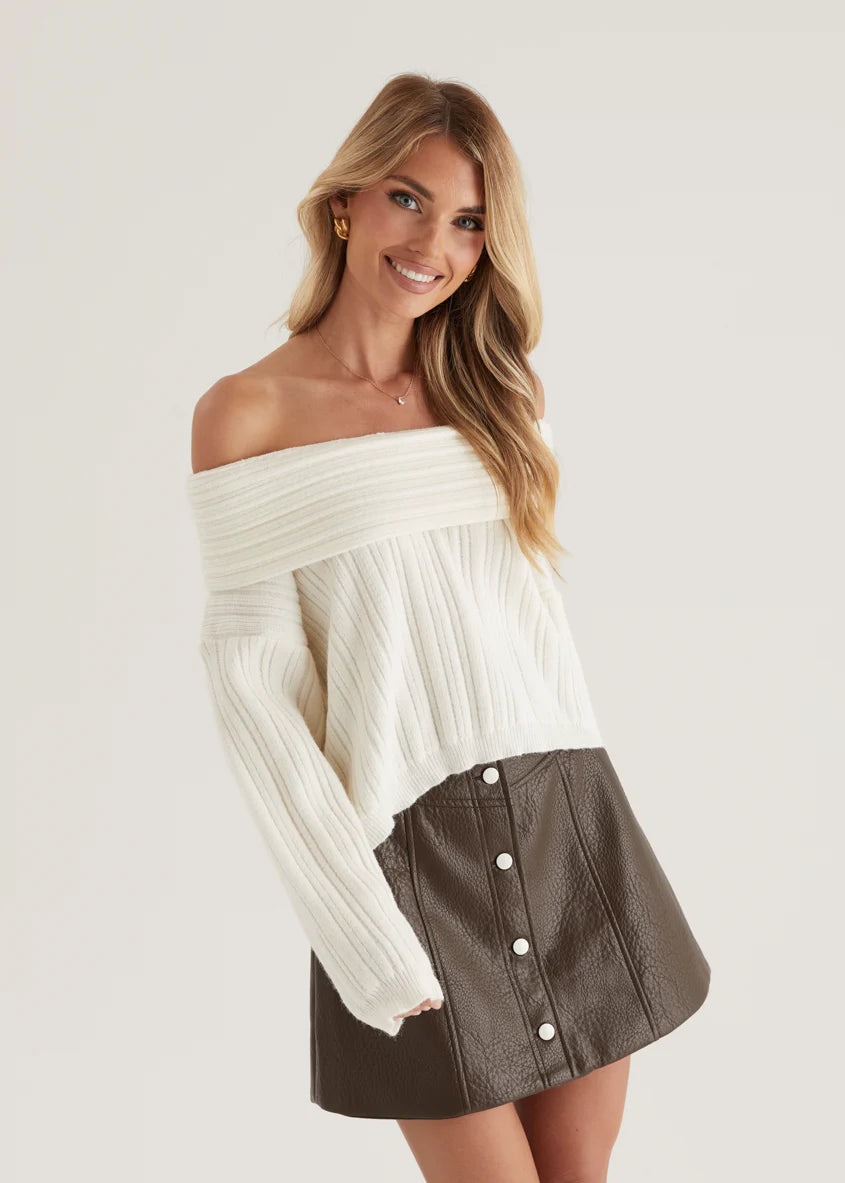 Shiloh Off Shoulder Sweater - Off White