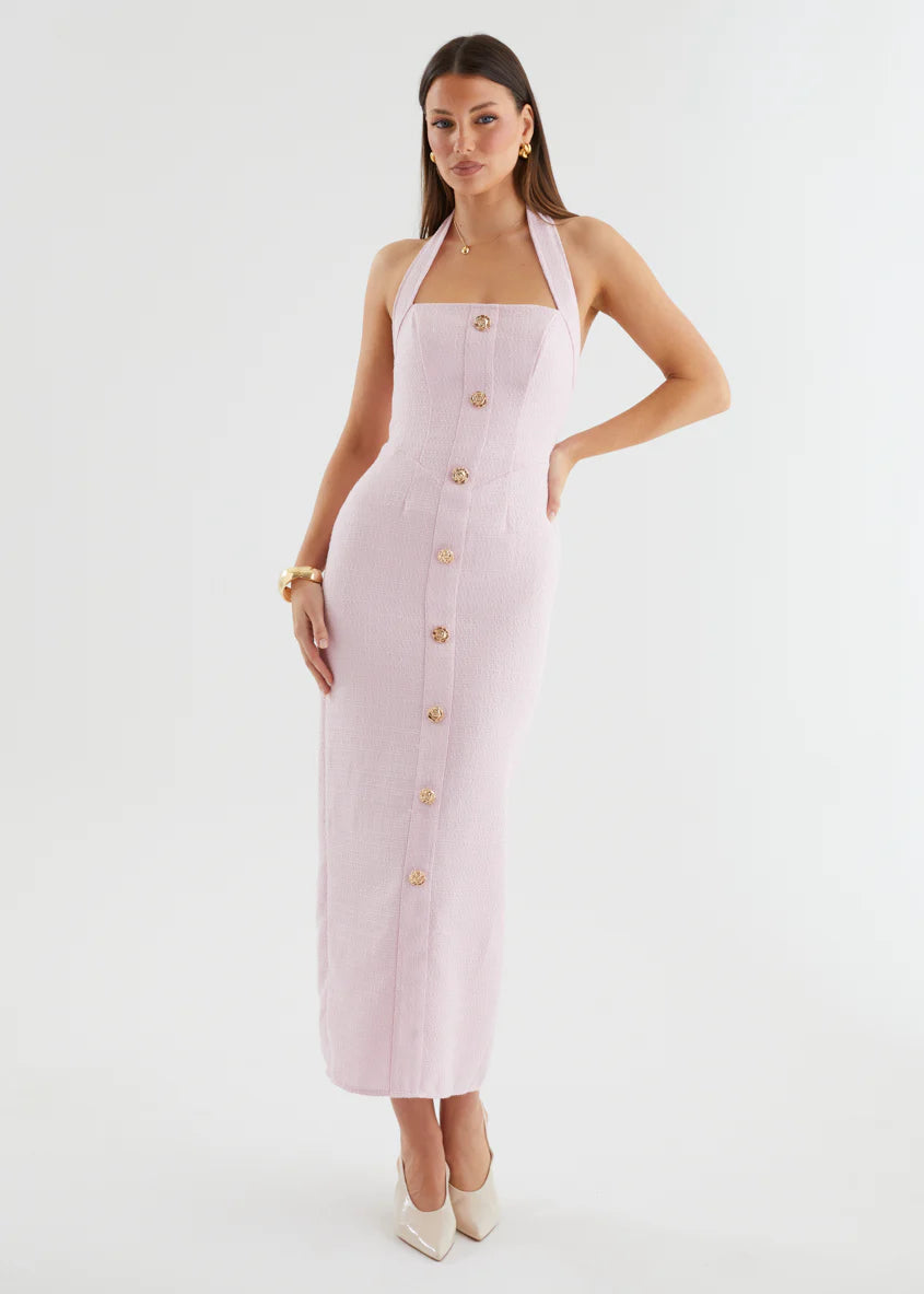Marina Halter Maxi Dress - Baby Pink