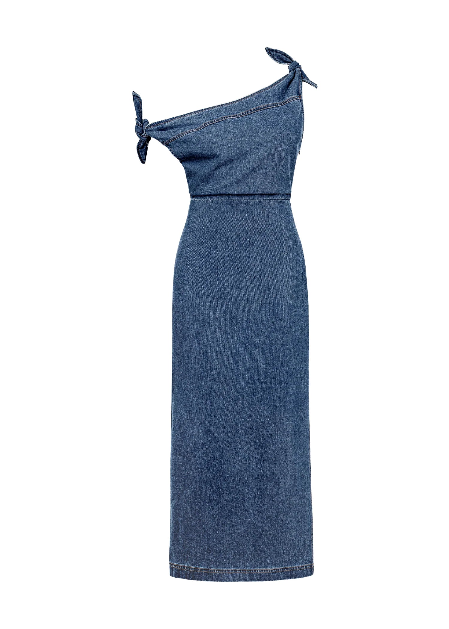 Sicilian One Shoulder Midi Dress - Mid Blue