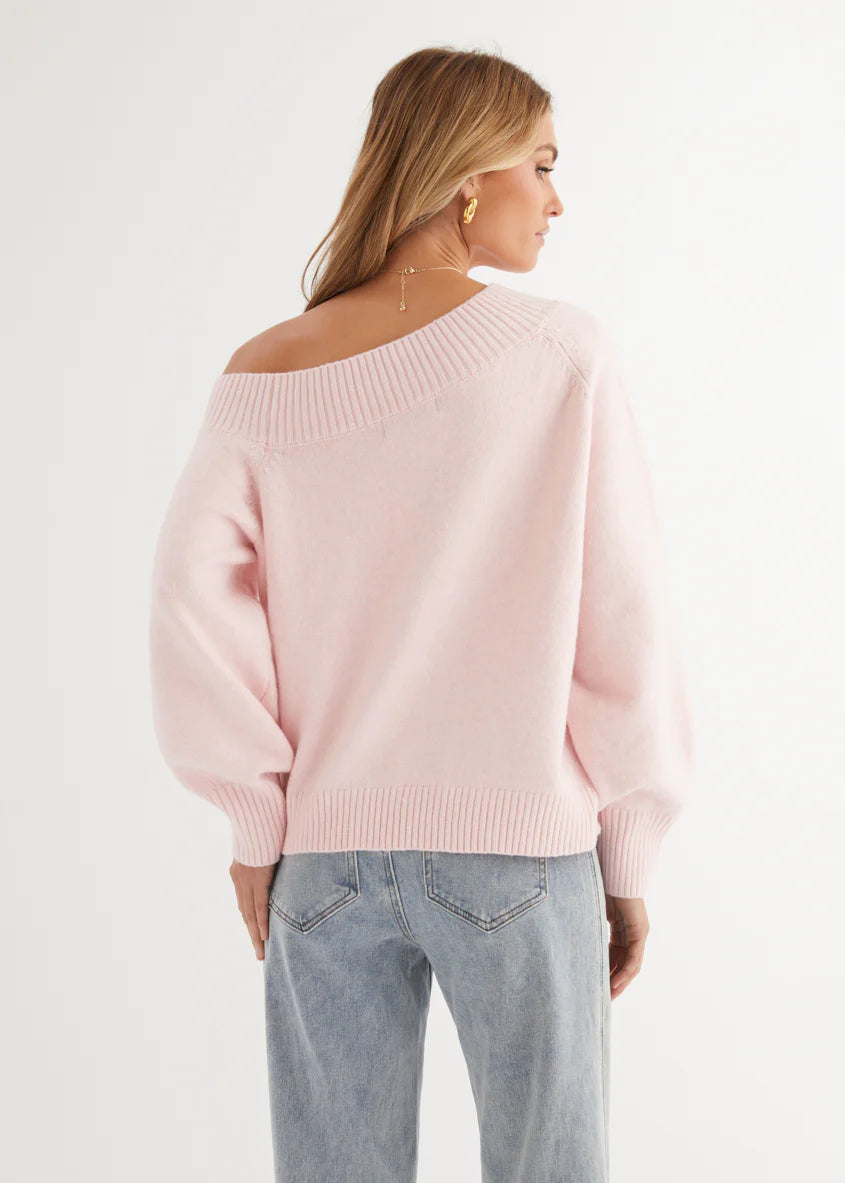 Marsha One Shoulder Sweater - Pink