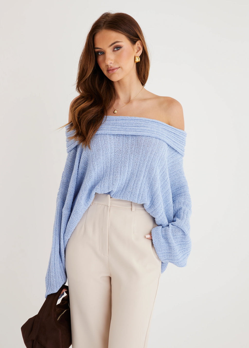 Knoxville Off Shoulder Sweater - Blue