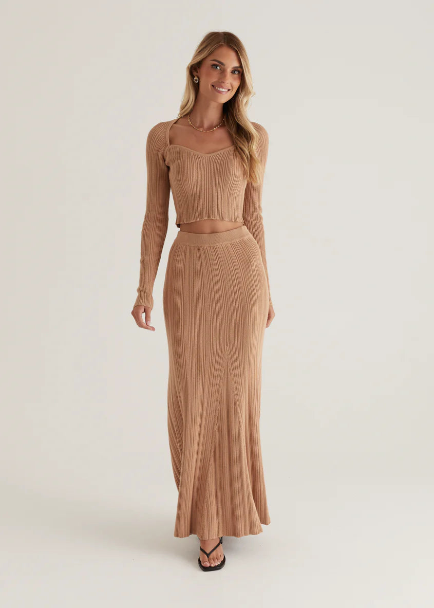 Enota Knit Maxi Skirt - Camel