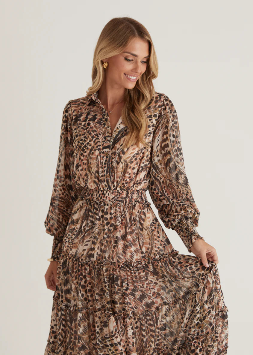 Brigette Maxi Dress - Peach Feather