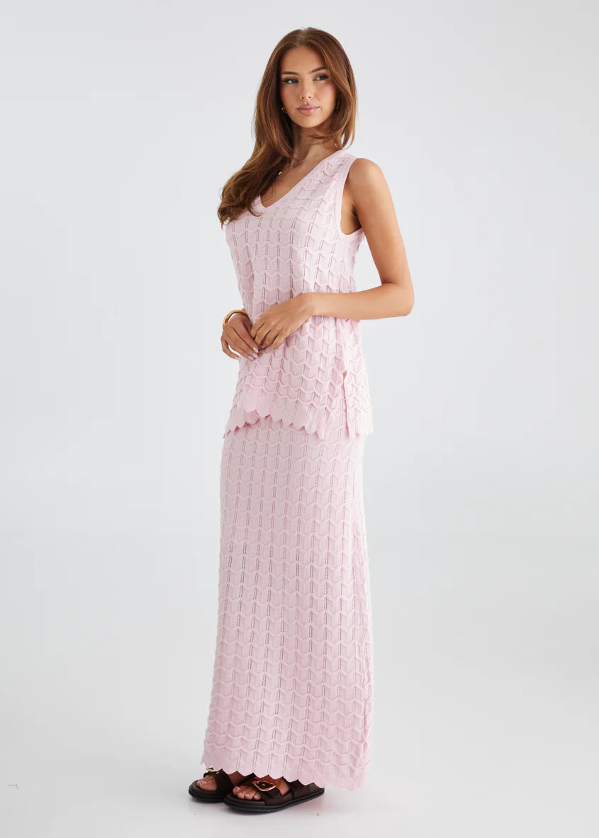 Nerida Knit Maxi Skirt - Pink
