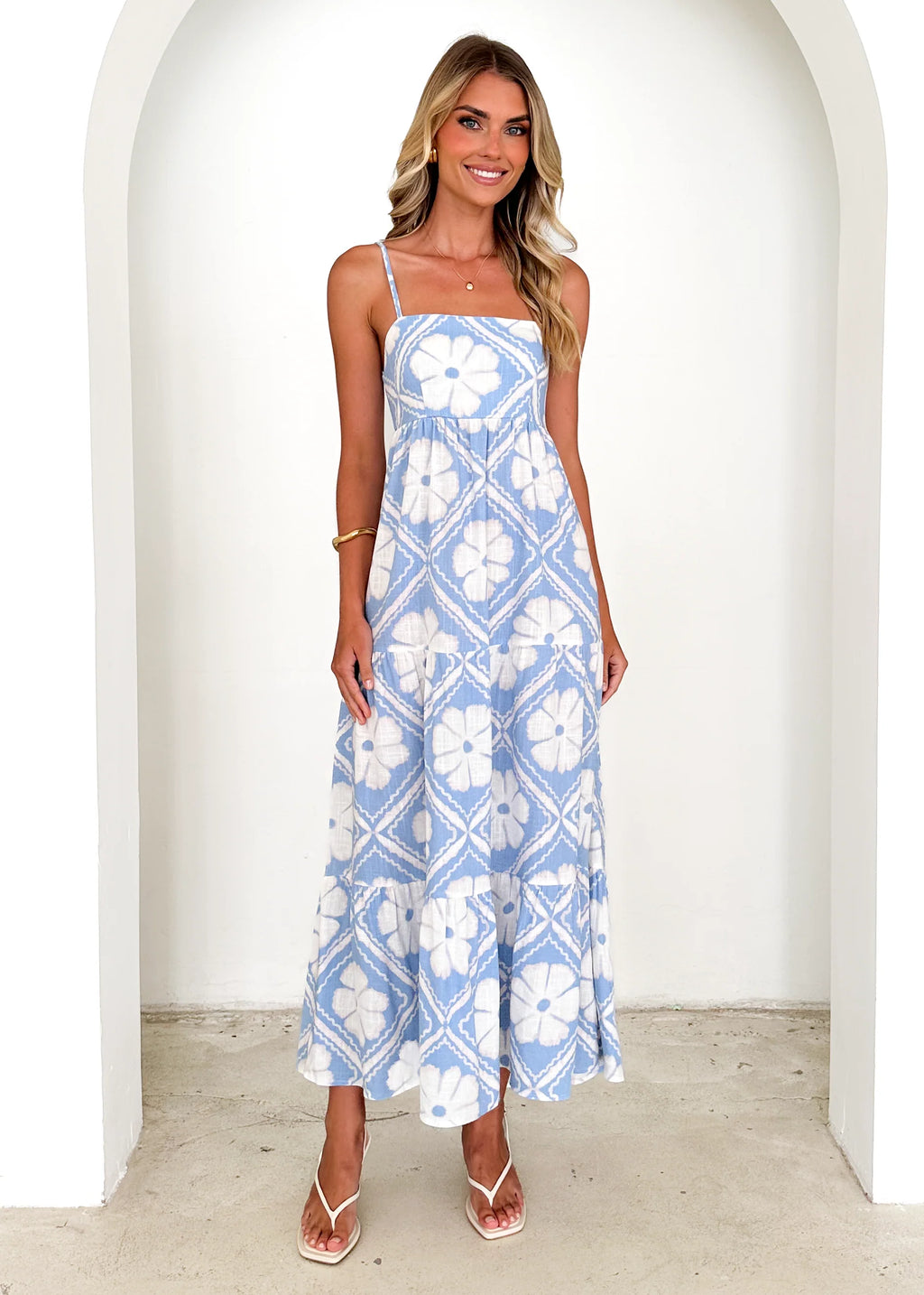 Noreen Maxi Dress - Blue Shibori