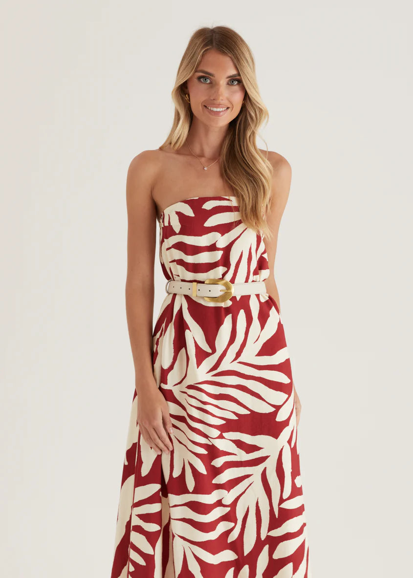 Remora Strapless Maxi Dress - Ruby Leaf