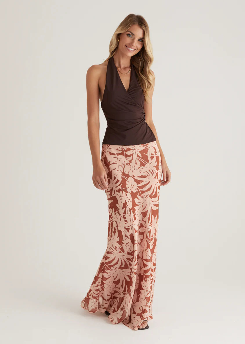 Cartez Maxi Skirt - Bronze Palm