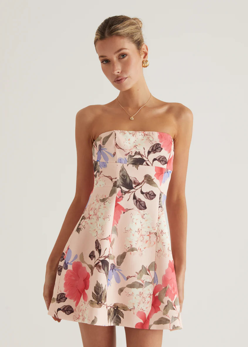 Scarlett Strapless Dress - Blush Floral