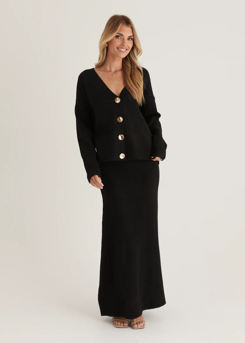 Stasia Knit Maxi Skirt - Black