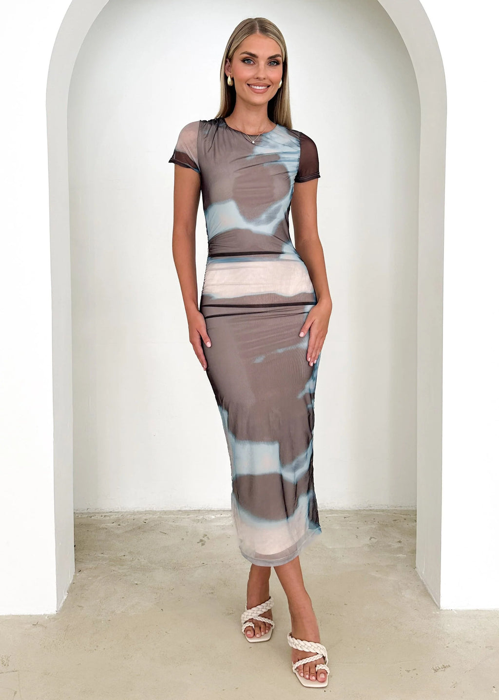 Lalika Mesh Maxi Dress - Blue Tie Dye