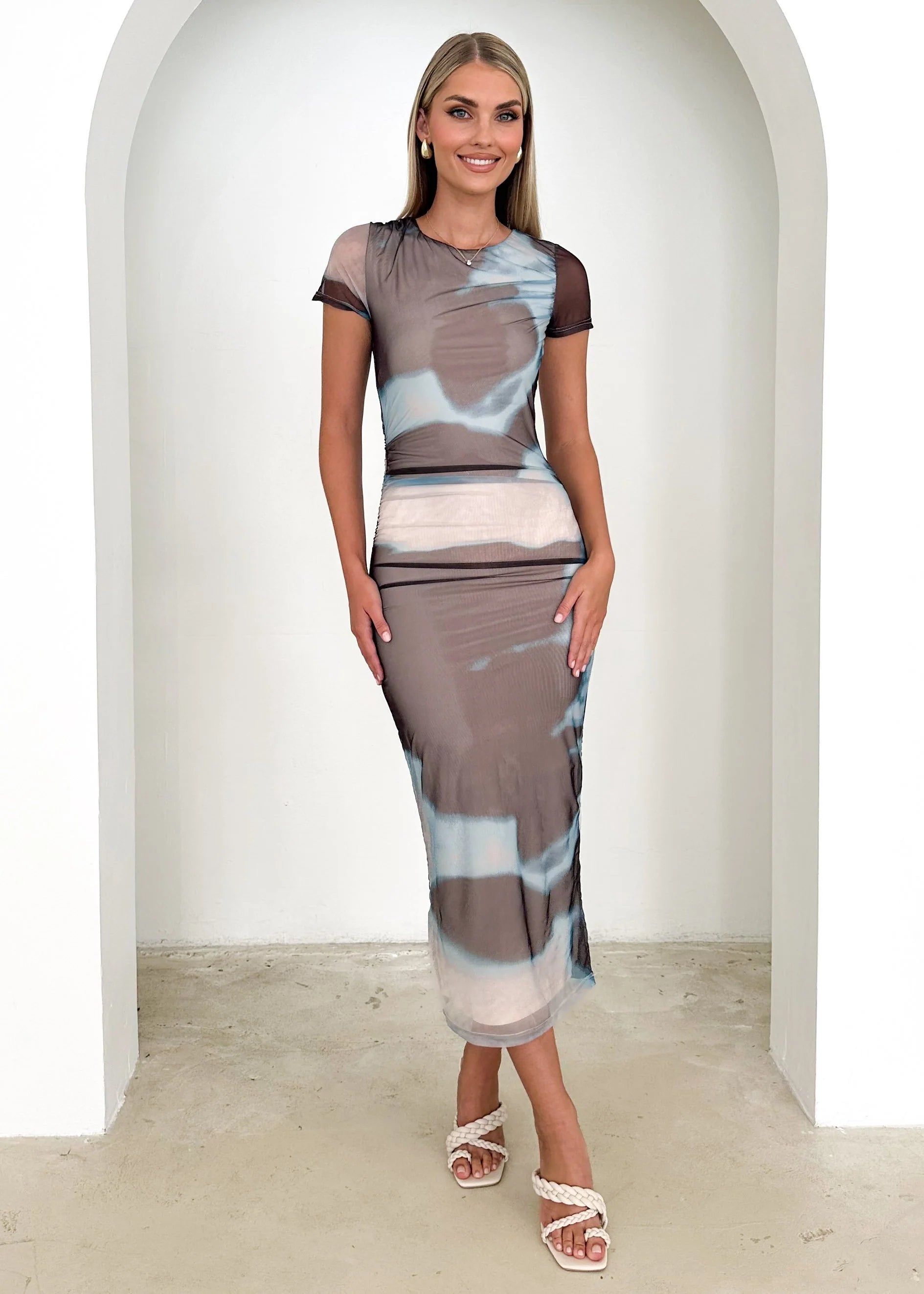 Lalika Mesh Maxi Dress - Blue Tie Dye