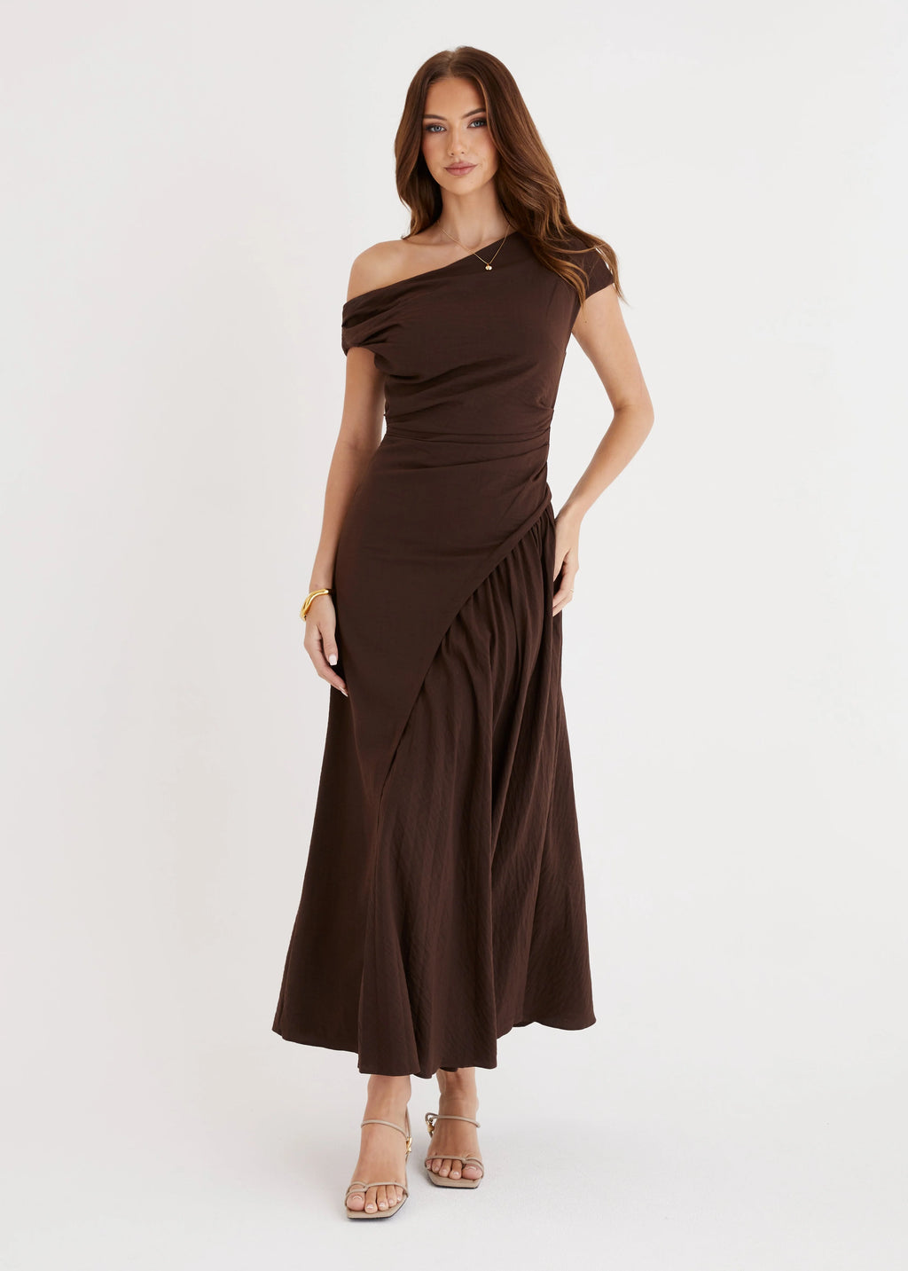 Tropicali Drop Shoulder Maxi Dress - Chocolate