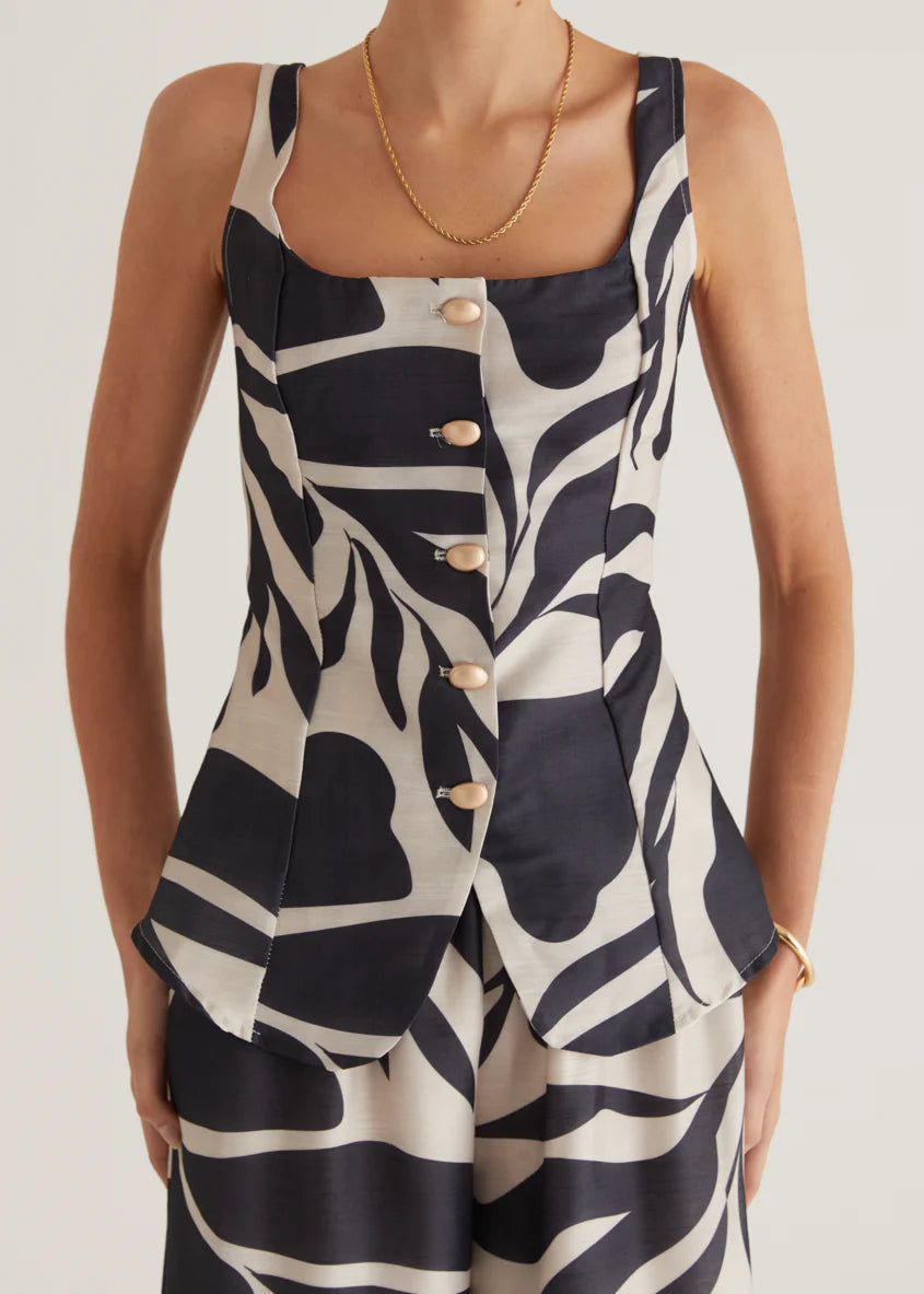 Arrow Top - Black Abstract