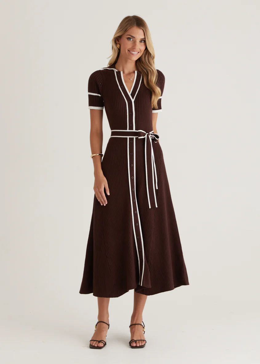 Jules Knit Midi Dress - Espresso