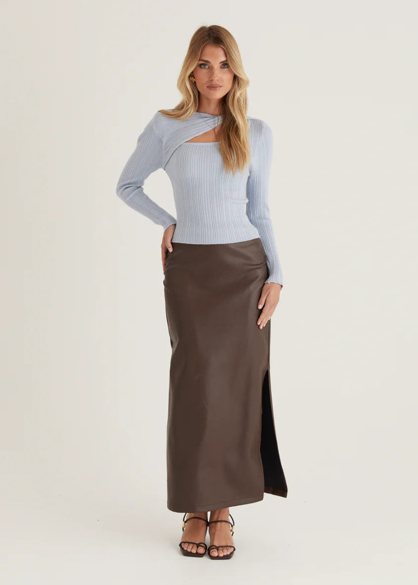 Fenla Twist Knit Top - Powder Blue
