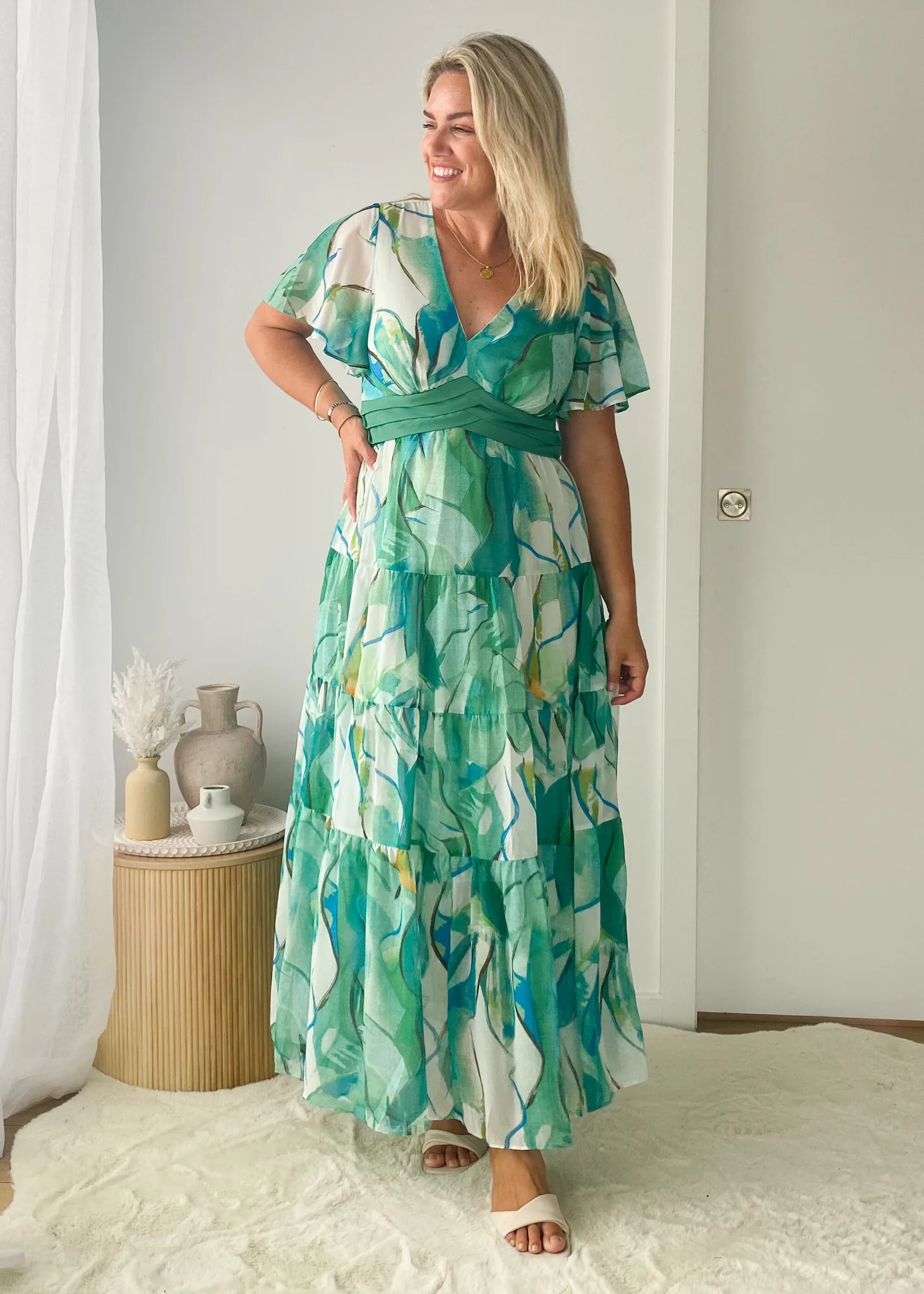 Gracelands Maxi Dress - Green Watercolour