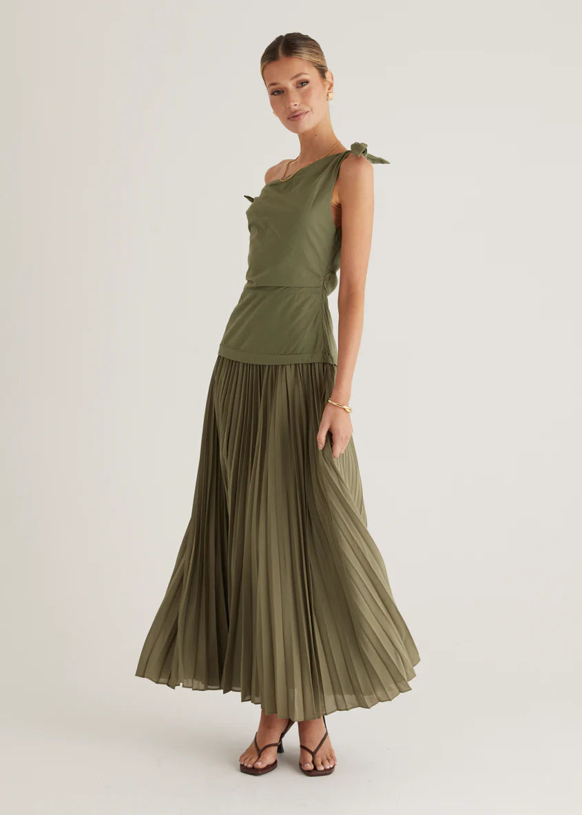 Keyla One Shoulder Maxi Dress - Khaki