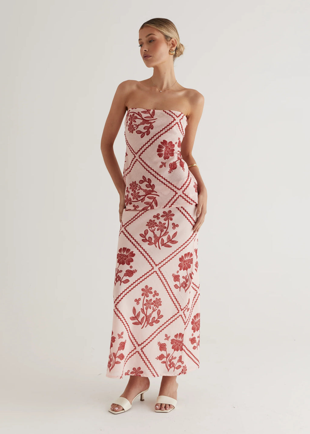 Madi Maxi Skirt - Red Floral