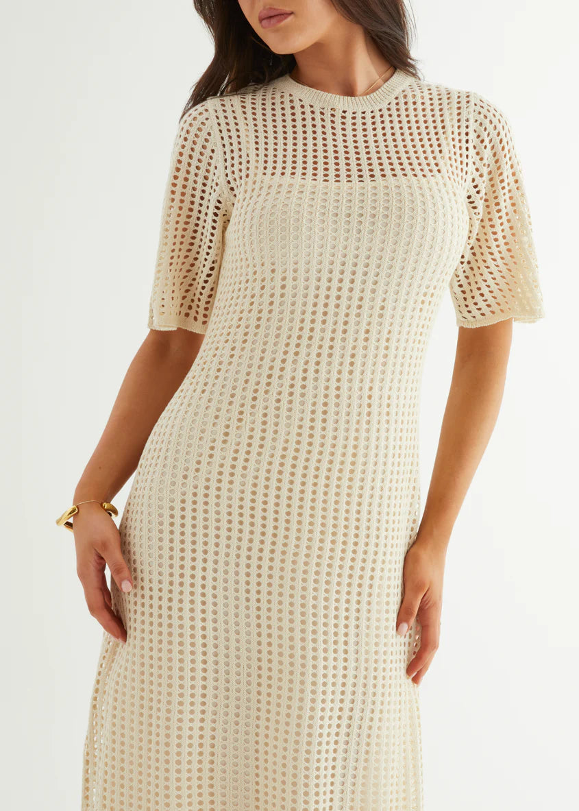 Vivvy Crochet Maxi Dress - Cream