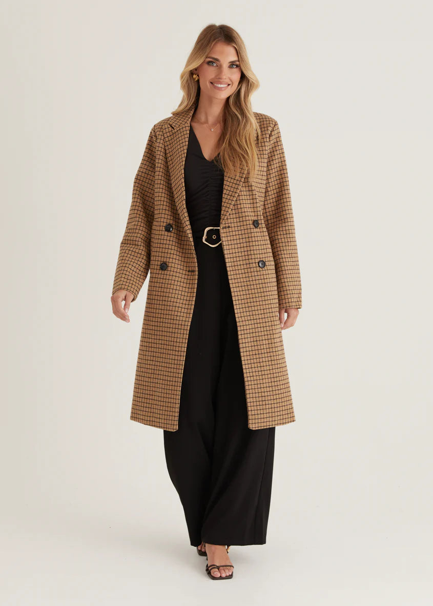 Tommie Coat - Tan Check