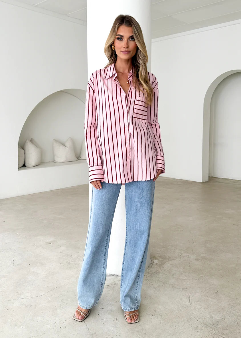 Poppy Shirt - Pink Stripe
