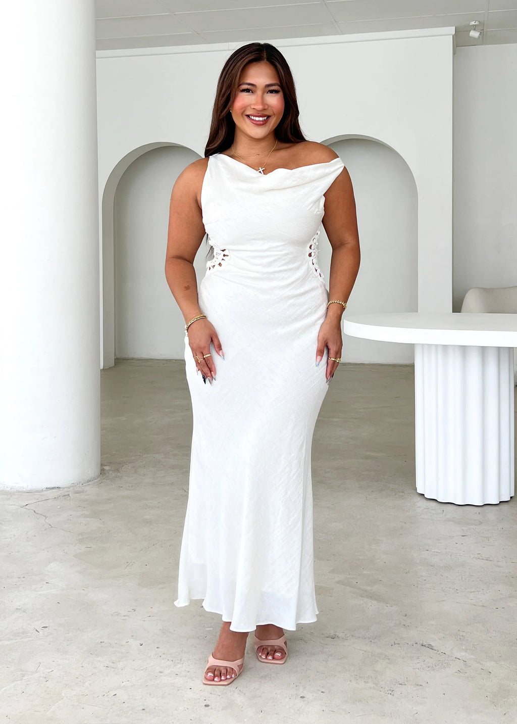 Sarai One Shoulder Maxi Dress - Cream