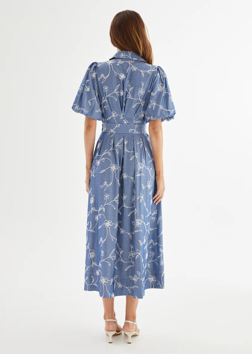 Wanderer Midi Dress - Indigo Chambray