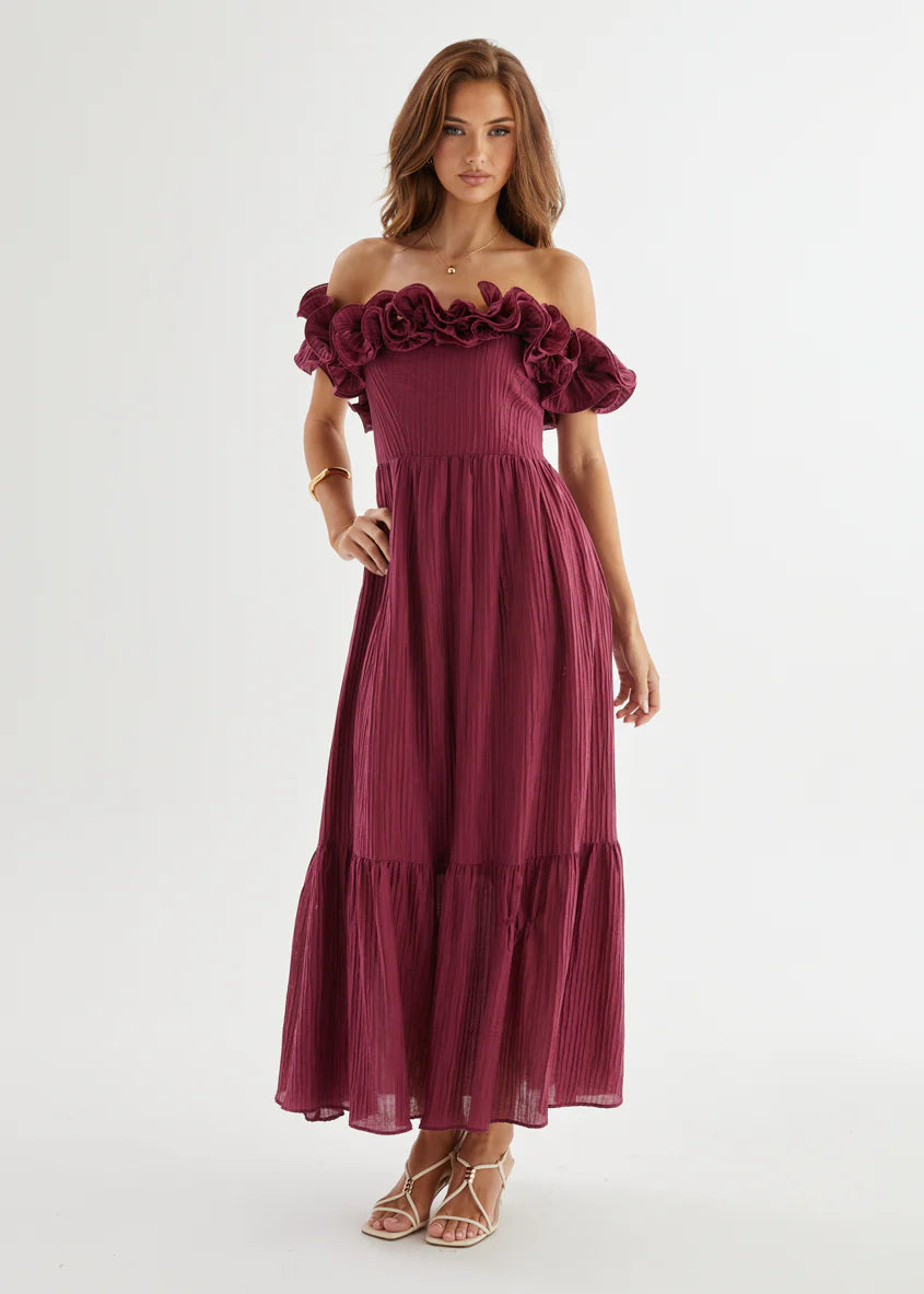 Marlow Off Shoulder Maxi Dress - Mulberry